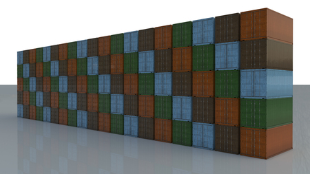 3d rendering. Containers stacked