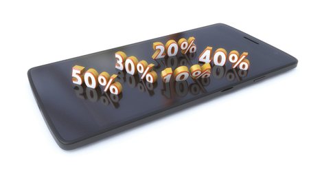 3d rendering. Tablet and discount symbolの写真素材