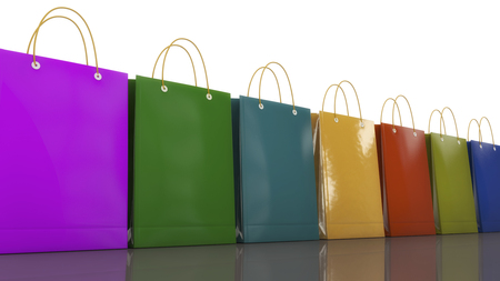 3d rendering. Colored shopping bagsの写真素材