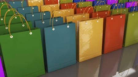 3d rendering. Colored shopping bagsの写真素材