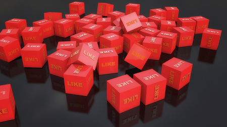 3d rendering. Red cubes and like textの写真素材