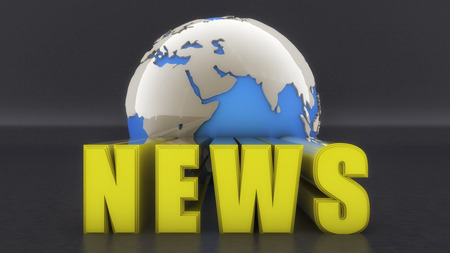 3d rendering. 3d text news and world globeの写真素材