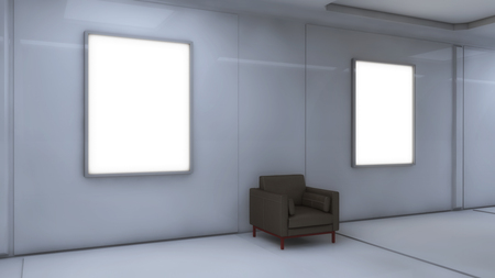 3d rendering. Floor, wall and armchairの写真素材