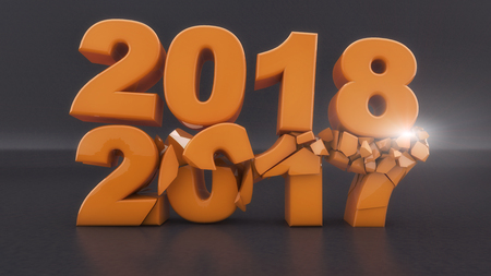 3d rendering. 2018 Year Breaking Year 2017の写真素材