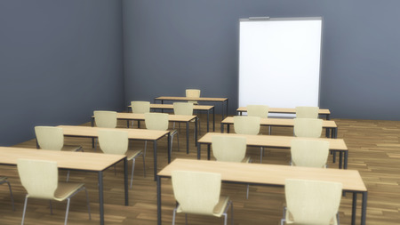 3d rendering. Classroom and whiteboardの写真素材