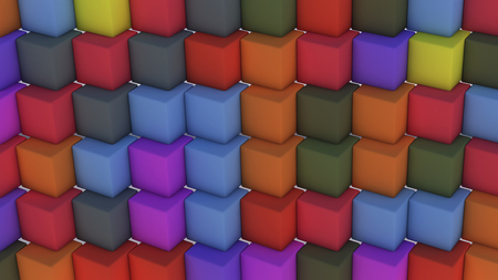 3d rendering. Abstract background with cubes of different colorsの写真素材