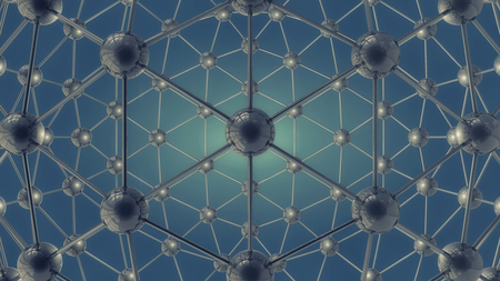 3d rendering. Connected spheres and backgroundの写真素材