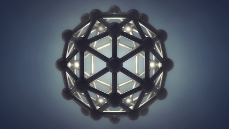 3d rendering. Connected spheres and backgroundの写真素材