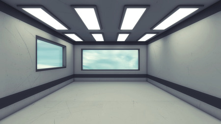 3d rendering. Futuristic interior design backgroundの写真素材