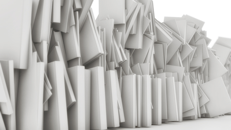 3d rendering. Many stacked books fallingの写真素材