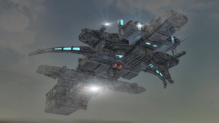 3d rendering. Futuristic unidentified flying objectの写真素材