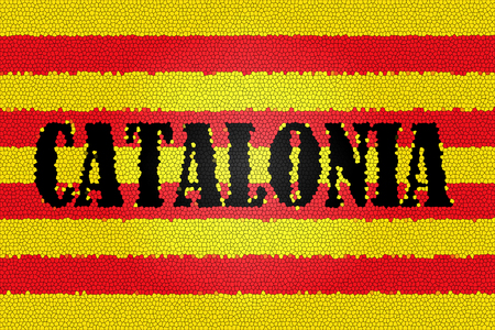 Catalonia flag, Spain, and Catalonia word illustrationの写真素材