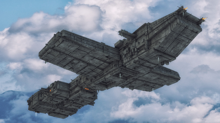 3d rendering. Futuristic unidentified flying objectの写真素材