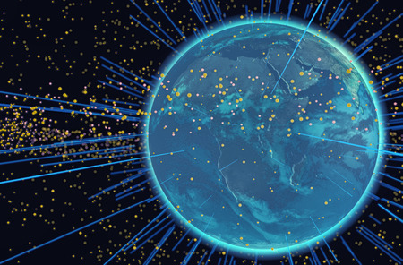 3d rendering. Planet earth and connectionsの写真素材