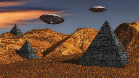 3d rendering. Futuristic unidentified flying objectの写真素材