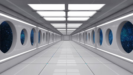 3d rendering. Futuristic interior design backgroundの写真素材