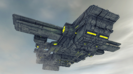 3d rendering. Futuristic unidentified flying objectの写真素材
