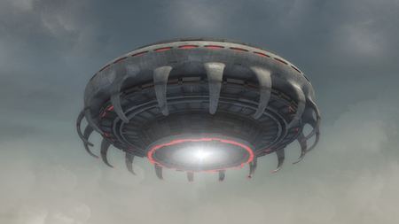 3d rendering. Futuristic unidentified flying objectの写真素材