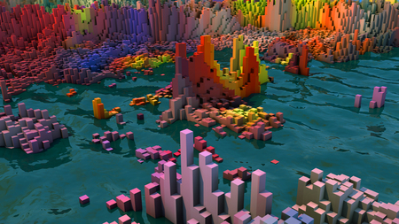 3d rendering. Abstract topography and colorsの写真素材
