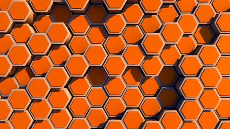3d rendering. Abstract hexagon geometry backgroundの写真素材