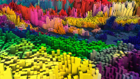 3d rendering. Abstract topography and colorsの写真素材