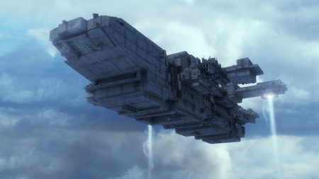 3d rendering. Futuristic unidentified flying objectの写真素材