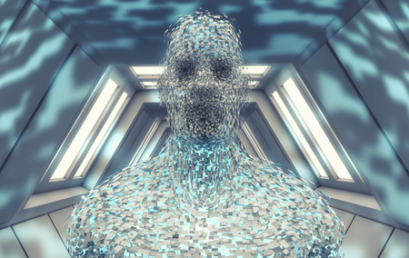 3D rendering. Futuristic humanoid figureの写真素材