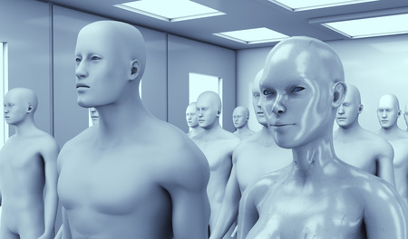 3D rendering. Futuristic humanoid figuresの写真素材