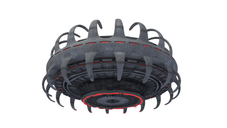 3D rendering. Futuristic alien Spaceshipの写真素材
