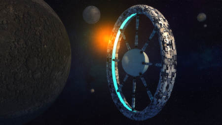 3D rendering. Futuristic alien Spaceshipの写真素材