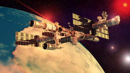 3D rendering. Futuristic alien Spaceshipの写真素材