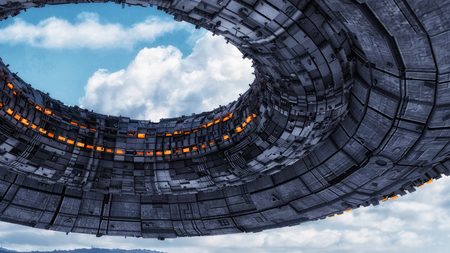 3D rendering. Futuristic alien Spaceshipの写真素材