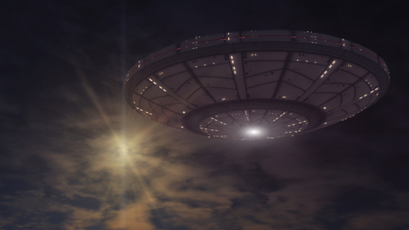 3D rendering. Futuristic alien Spaceshipの写真素材