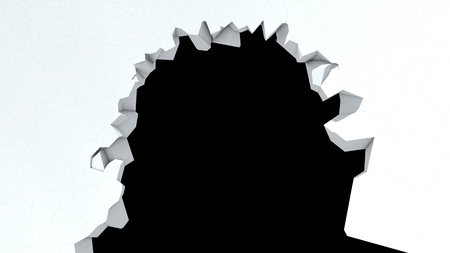 3d render Wall and broken wall with black backgroundの写真素材
