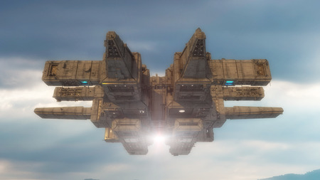 3D rendering. Futuristic alien Spaceshipの写真素材