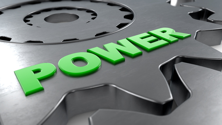 3d rendering. Gear and power wordの写真素材