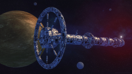 3D rendering. Futuristic alien Spaceshipの写真素材