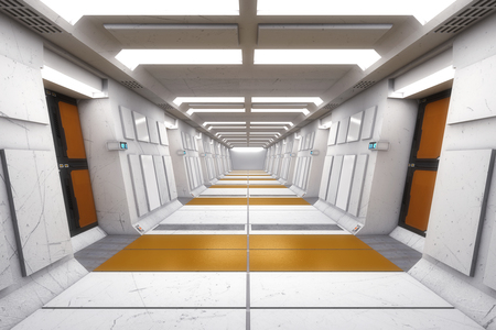 3D render Futuristic corridor interior architectureの写真素材