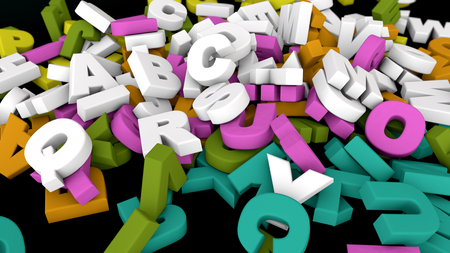 3d render Colorful letters falling to the groundの写真素材