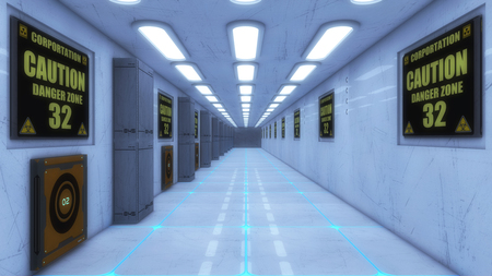 3D render Futuristic corridor interior architectureの写真素材