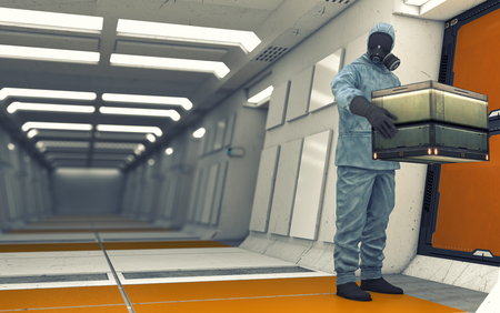 3d rendering. Laboratory and scientists With masksの写真素材