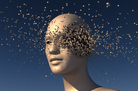3d rendering. Explode head portraitの写真素材