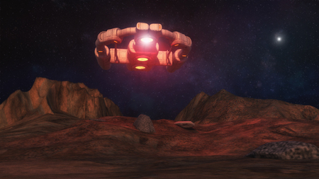 3D render Alien spaceship UFO conceptの写真素材