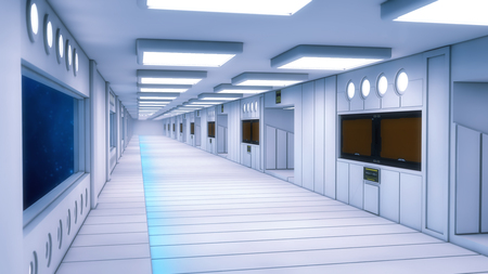 3D render Futuristic interior spaceship designの写真素材