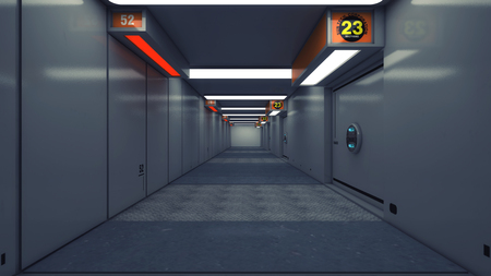 3D render Futuristic interior spaceship designの写真素材
