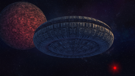 3D render Alien spaceship UFO conceptの写真素材