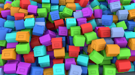 3d render Multiples houses of different colorsの写真素材