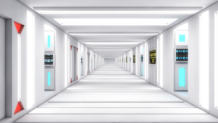 3D render Futuristic interior spaceship corridorの写真素材