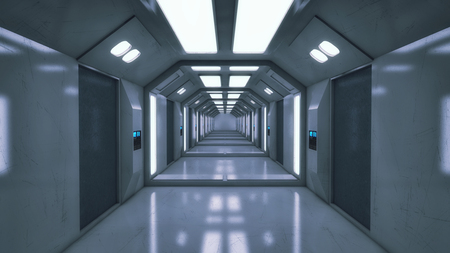 3D render Futuristic interior spaceship corridorの写真素材