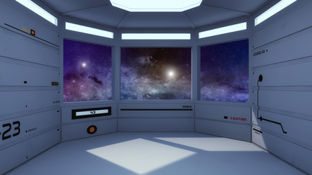 3D render Futuristic interior spaceship corridorの写真素材